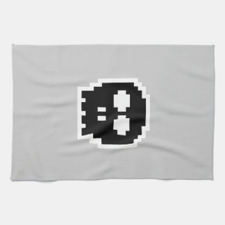 Retro Black 8-bit Skull Kitchen Towel