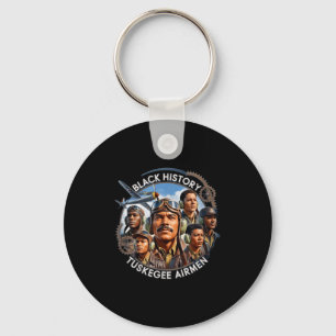 Retro black airmen black history world war 2 keychain