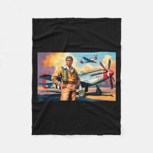 Retro Black Airmen Black History World War 2 Tuske Fleece Blanket