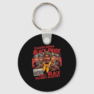 Retro Black Airmen Black History World War 2 Tuske Keychain