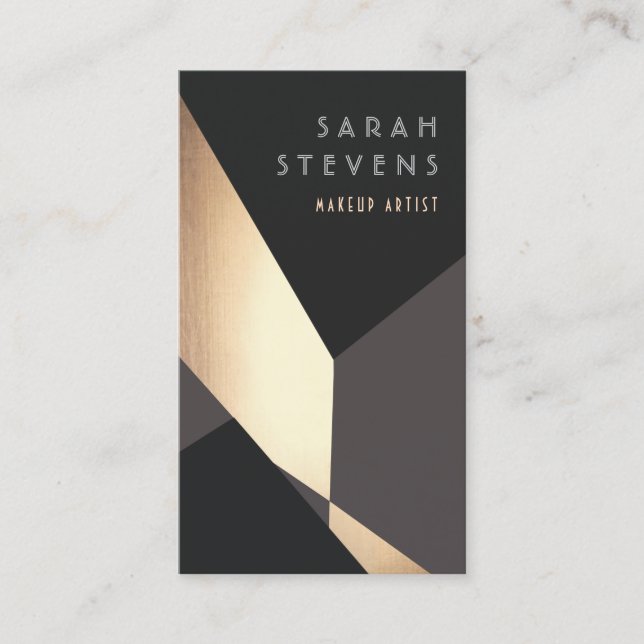 Retro Black and Gold Art Deco Abstract Business Card (Front)