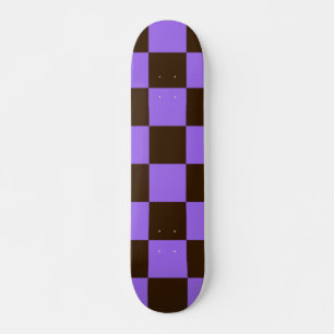 Retro Black and Purple Checkered Squares Pattern Skateboard