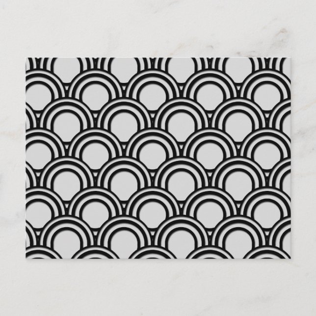 Retro Black and White Art Deco Abstract Pattern Postcard (Front)