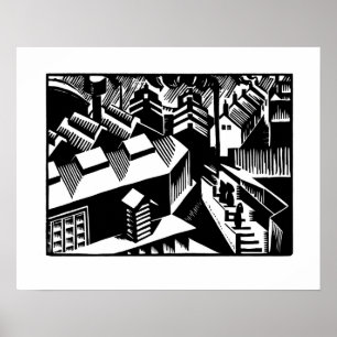 Retro black and white art, Yorkshire Poster