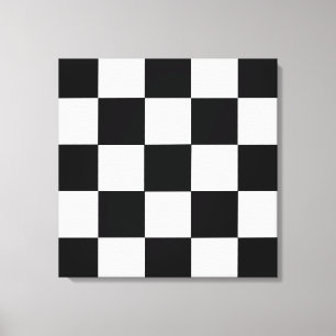 Retro Black and White Chequerboard Canvas Wall Art