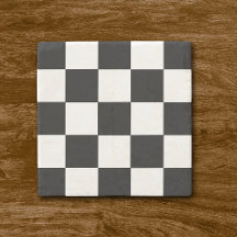 Retro Black and White Chequerboard Stone Coasters