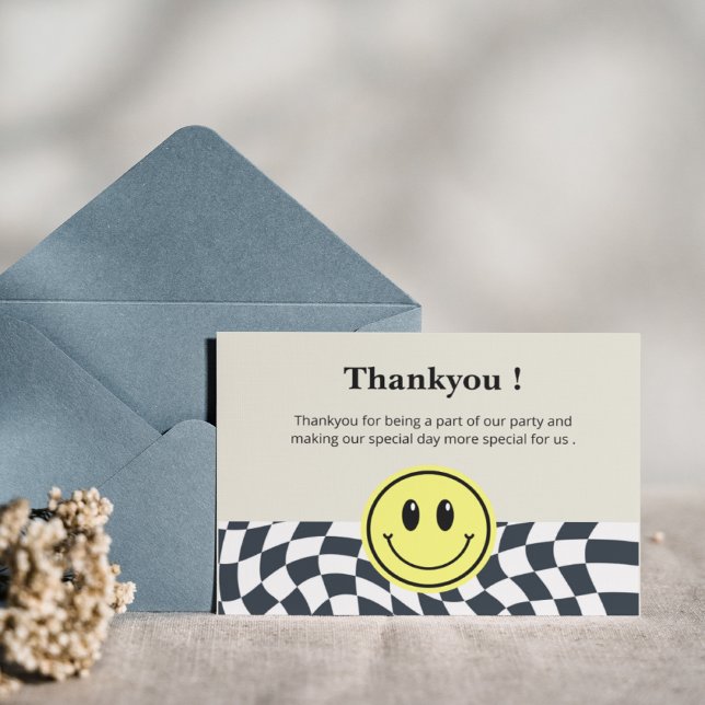 Retro Black and White Chequered pattern  Thank You Card (Creator Uploaded)