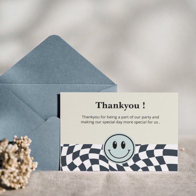 Retro Black and White Chequered pattern  Thank You Card (Creator Uploaded)