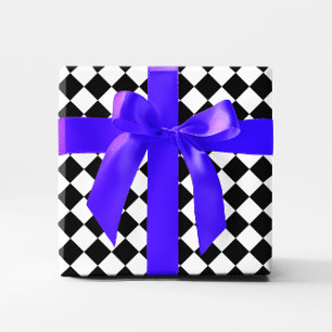 Retro Black and White Chequered Pattern Wrapping Paper