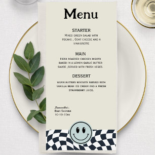 Retro black and white chequered vintage menu