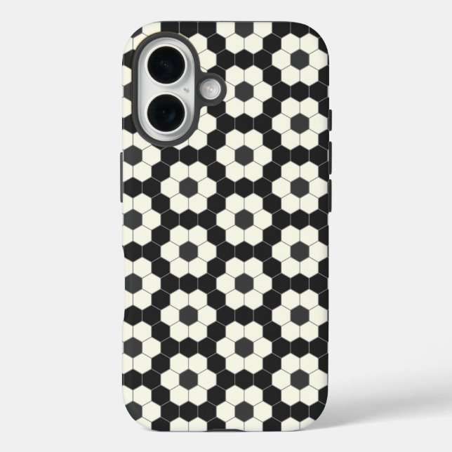 Retro Black and White Geometric Hexagon Tile   Case-Mate iPhone Case (Back)
