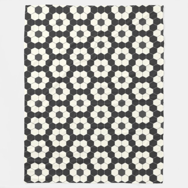 Retro Black and White Geometric Hexagon Tile  Fleece Blanket (Front)