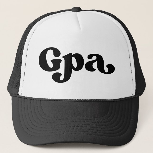 Retro Black and White Grandpa American Gpa Trucker Hat (Front)