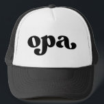 Retro Black and White Grandpa German Opa Trucker Hat<br><div class="desc">"opa" in retro style font,  colour is editable; add your own name if desired and choose hate style. Contact me for other nicknames.</div>