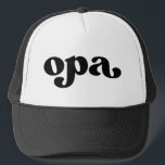 Retro Black and White Grandpa German Opa Trucker Hat<br><div class="desc">"opa" in retro style font,  colour is editable; add your own name if desired and choose hate style. Contact me for other nicknames.</div>