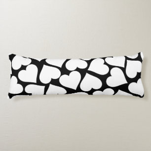 Retro Black and White Heart Pattern Body Pillow