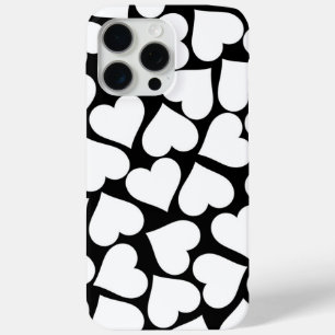 Retro Black and White Heart Pattern  iPhone 15 Pro Max Case