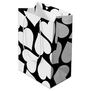 Retro Black and White Heart Pattern Medium Gift Bag
