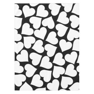 Retro Black and White Heart Pattern Tablecloth
