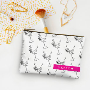 Retro Black and White Martini Glass Personalized   Accessory Pouch
