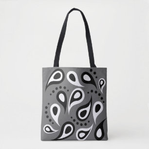 Retro Black and White Paisley Grunge Aesthetic Tot Tote Bag