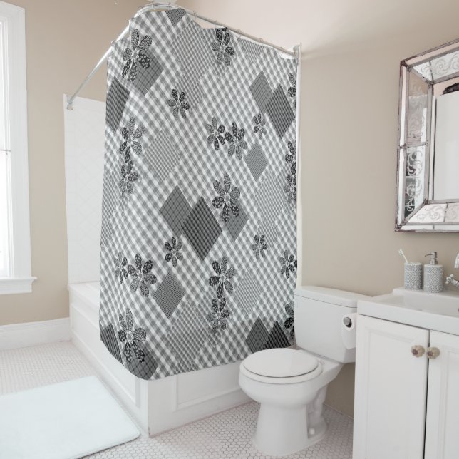 Retro black and white patchwork rustic pattern (In Situ)