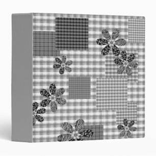 Retro black and white patchwork rustic pattern binder