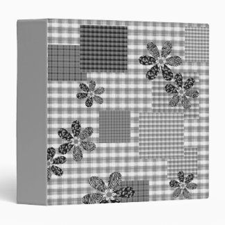 Retro black and white patchwork rustic pattern binder