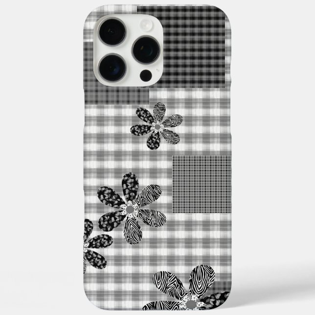 Retro black and white patchwork rustic pattern Case-Mate iPhone case (Back)
