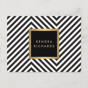 Retro Black and White Pattern Glam Gold Name Logo Postcard