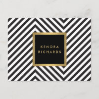 Retro Black and White Pattern Glam Gold Name Logo