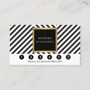 Retro Black and White Pattern Glam Loyalty Card