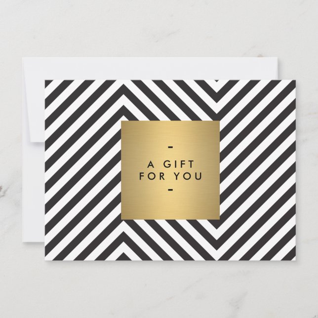 Retro Black and White Pattern Gold Name Gift Cert (Front)
