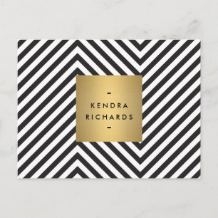 Retro Black and White Pattern Gold Name Logo Postcard