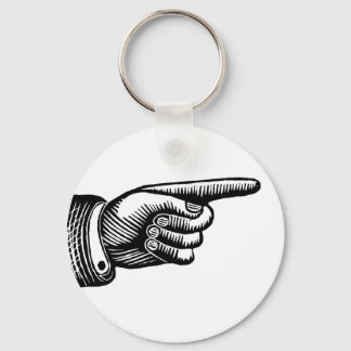Retro Black and White Pointing Finger Keychain