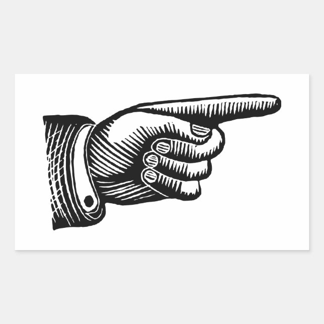 Retro Black and White Pointing Finger Sticker (Front)