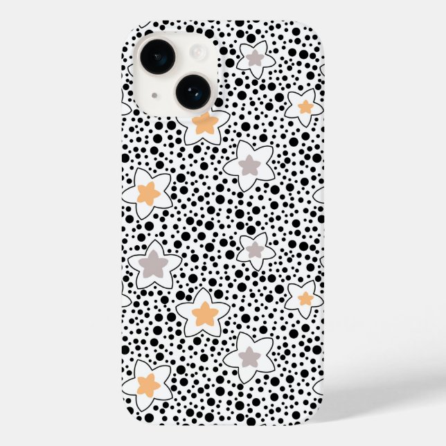 Retro black and white polka dots with stars  Case-Mate iPhone case (Back)