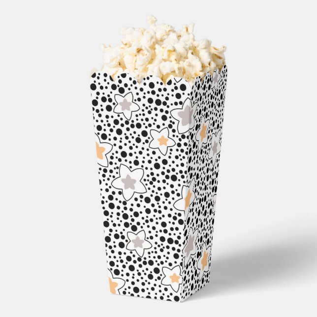Retro black and white polka dots with stars  favor box (Popped)