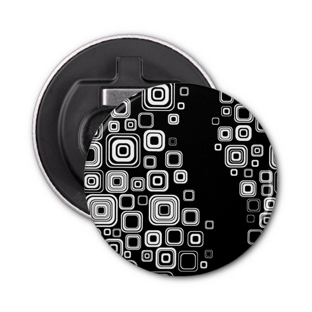Retro black and white squares bottle opener (Front)