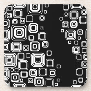 Retro black and white squares coaster