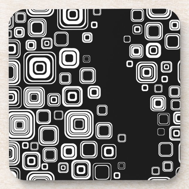 Retro black and white squares coaster (Front)