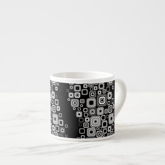 Retro black and white squares espresso cup (Front Right)