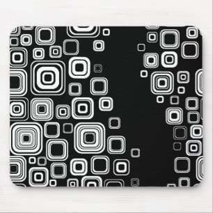 Retro black and white squares mouse pad