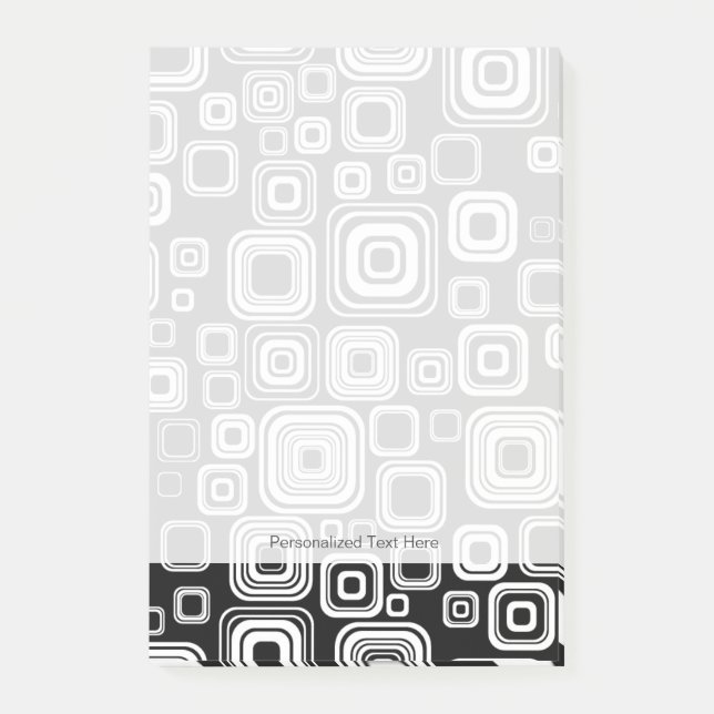 Retro black and white squares post-it notes (Front)