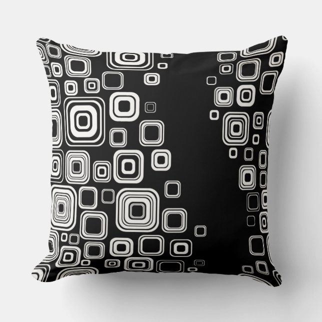 Retro black and white squares throw pillow (Front)