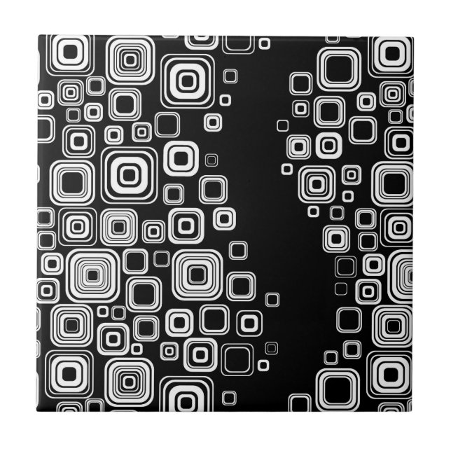 Retro black and white squares tile (Front)