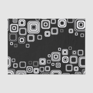 Retro black and white squares tissue paper