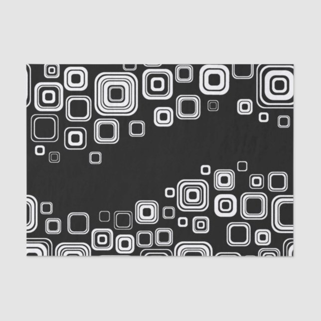 Retro black and white squares tissue paper (Front)