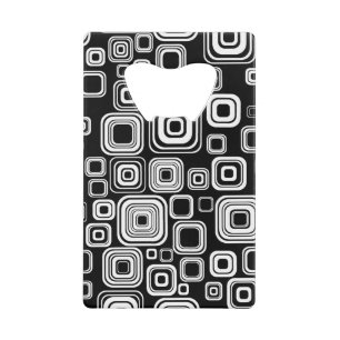 Retro black and white squares wallet bottle opener