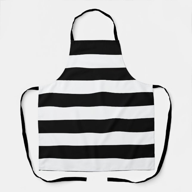 Retro Black And White Stripes  Apron (Front)